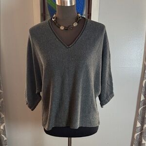 Poetry 100% Linen Lightweight Knit Short Sleeve V Neck Sweater